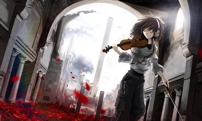 3 Anime Violin, girl and violin HD wallpaper