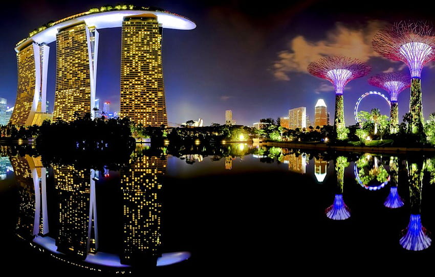 Marina Bay Sands Singapore Night Skyline graphy, marina bay sands night HD wallpaper