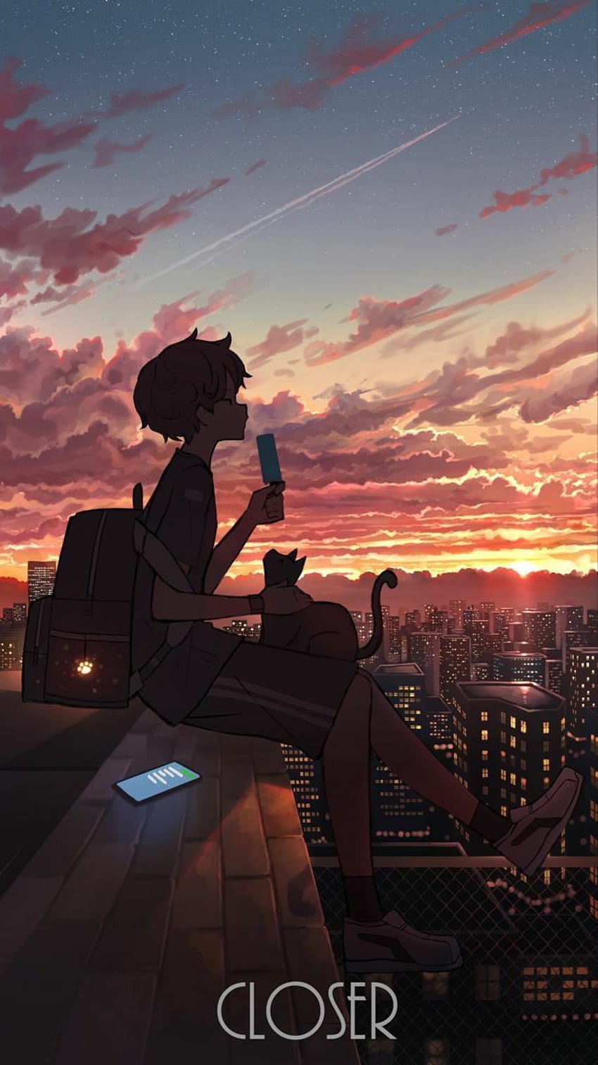 Samotny chłopiec anime Tapeta na telefon HD