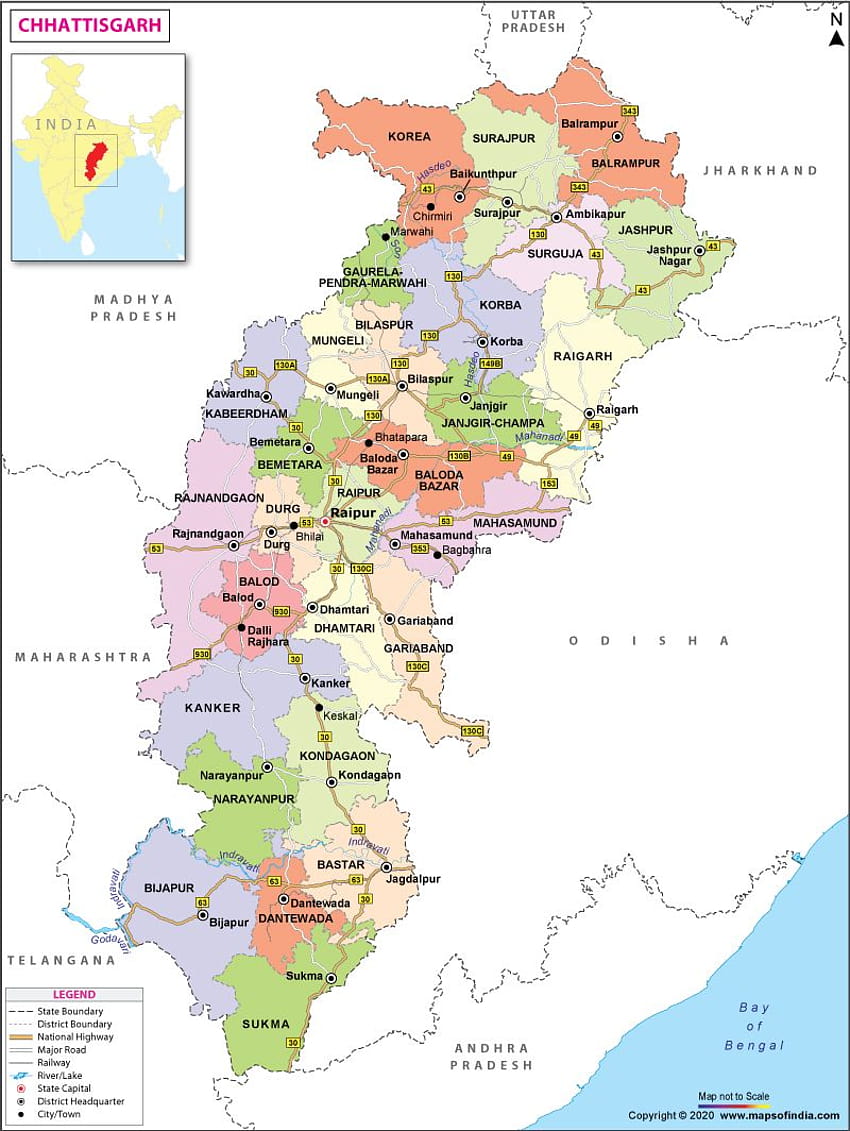 Información del estado de Chhattisgarh y mapa de Chhattisgarh fondo de pantalla del teléfono