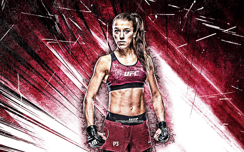 Joanna Jedrzejczyk, grunge art, Polish fighters, MMA, UFC, female fighters, Mixed martial arts, purple abstract rays, Joanna Jedrzejczyk , UFC fighters, MMA fighters with resolution 3840x2400. High HD wallpaper