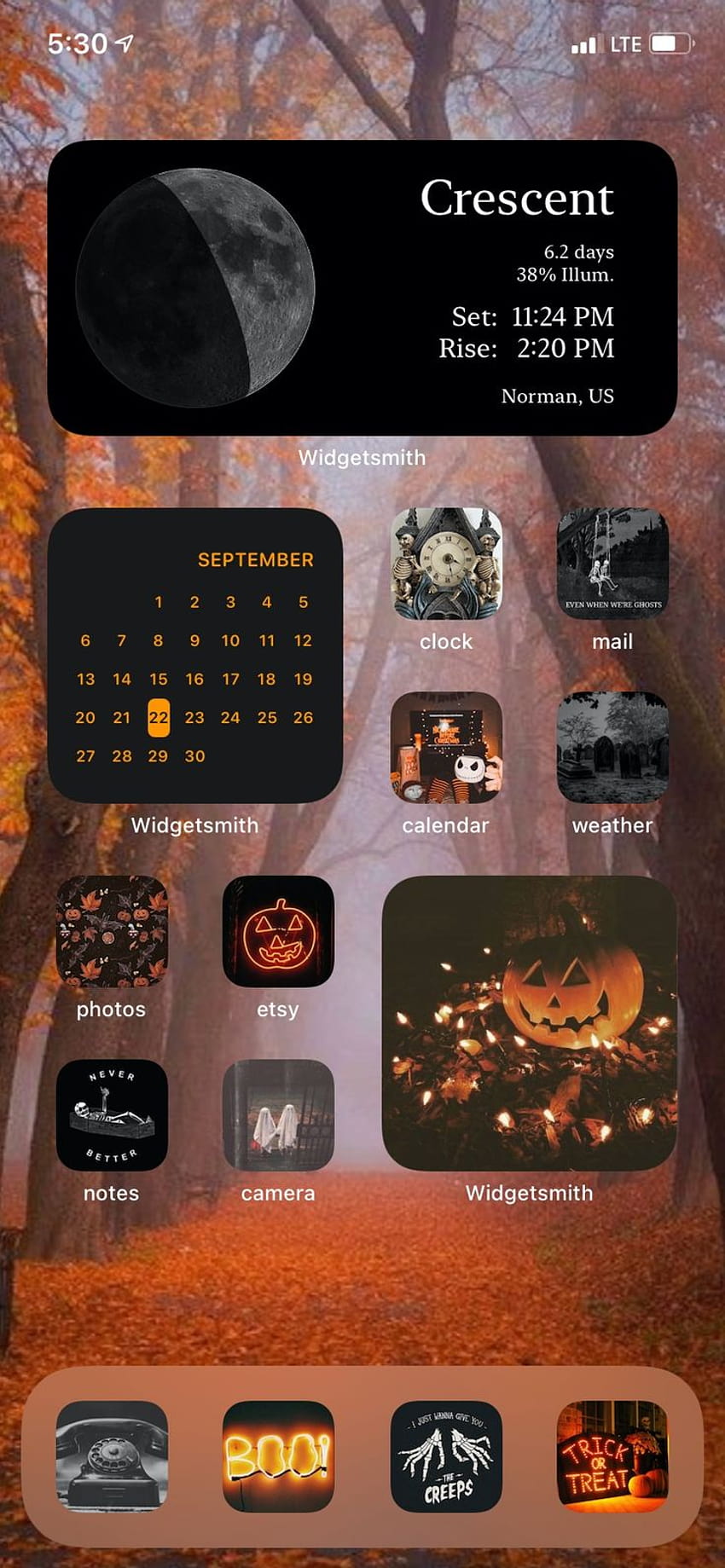 Хелоуин Естетика Приложения за начален екран на iOS 14 HD тапет за телефон