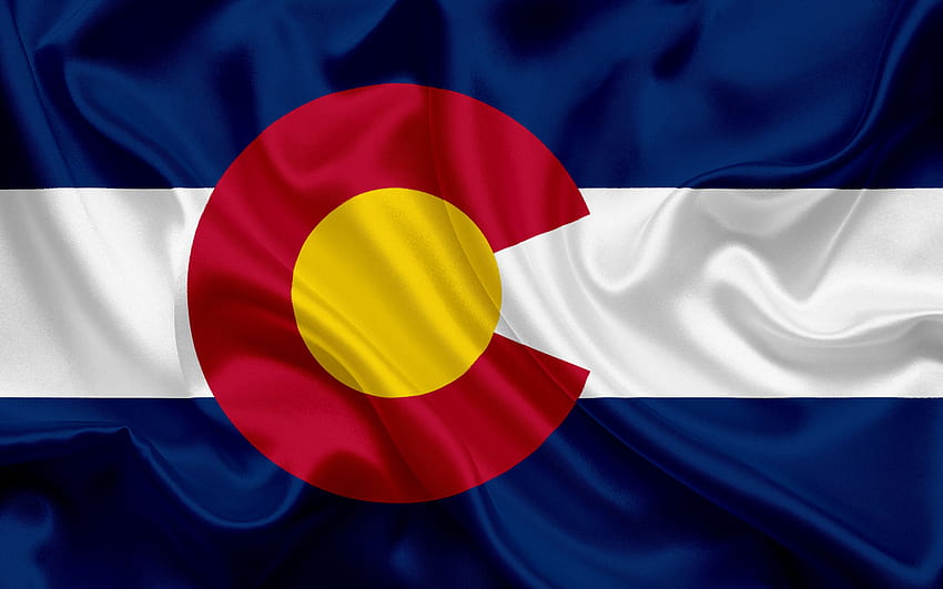 Bandeira do Colorado, bandeiras dos Estados, bandeira do estado do Colorado, EUA, estado do Colorado, seda azul com resolução 2560x1600. Alta qualidade, bandeira do papel de parede HD
