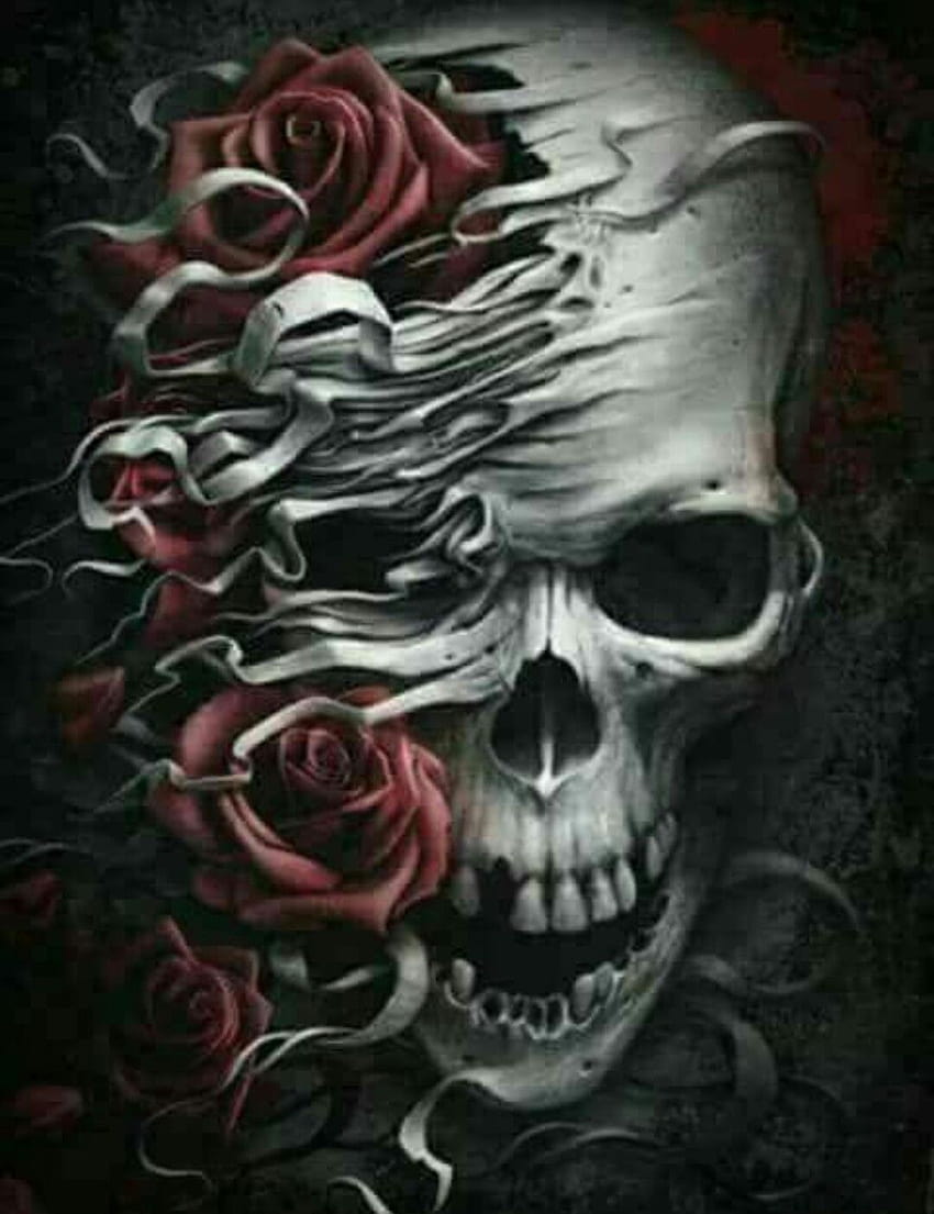 Download Love Skulls And Roses Gothic Pink Aesthetic Wallpaper  Wallpapers com