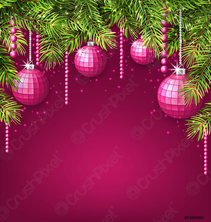 Pink with Fir Twigs and Glassy Balls, pink christmas balls HD phone wallpaper