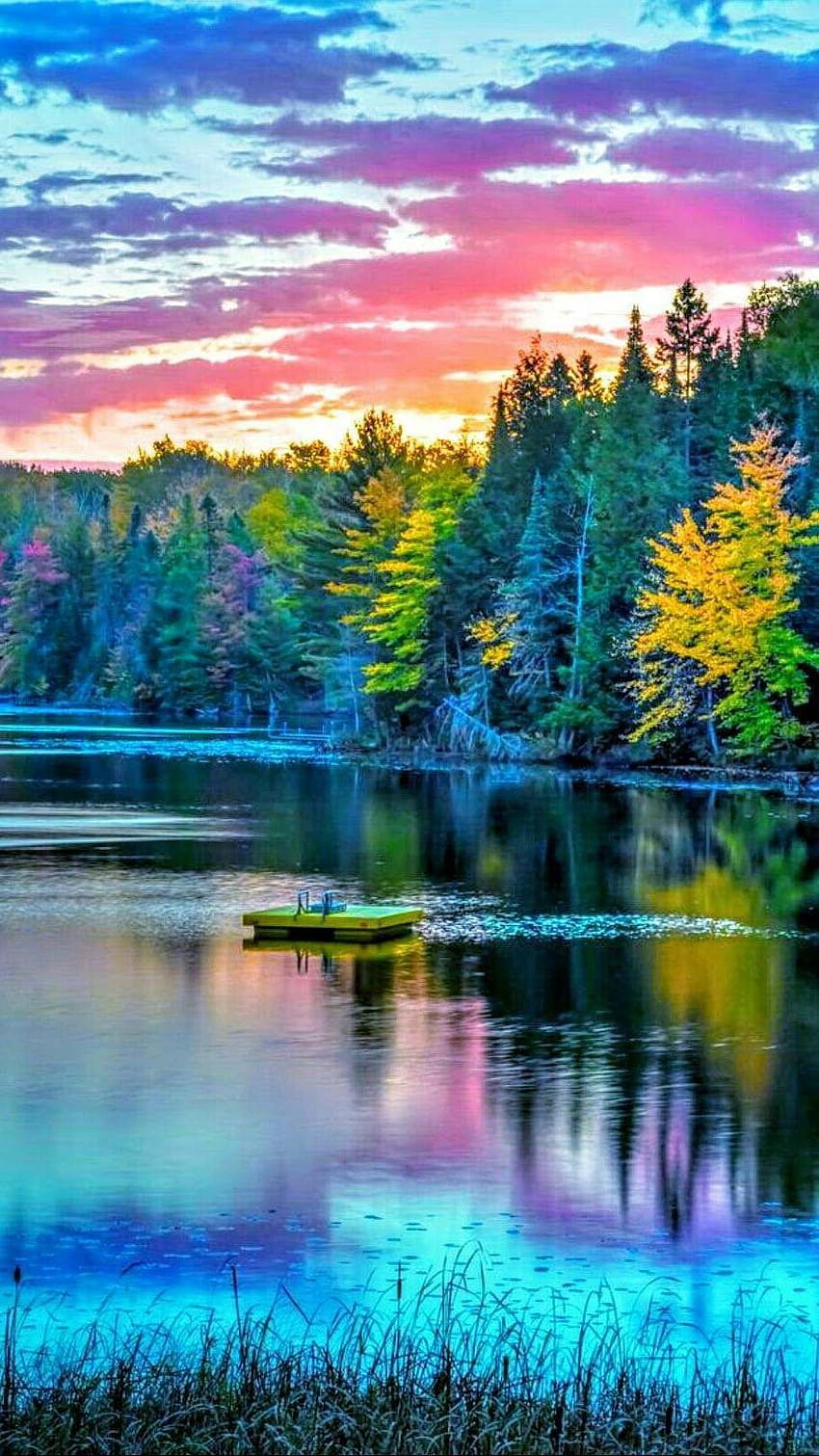 Naturaleza Paisaje Lago Colorido iPhone, paisaje colorido fondo de pantalla del teléfono