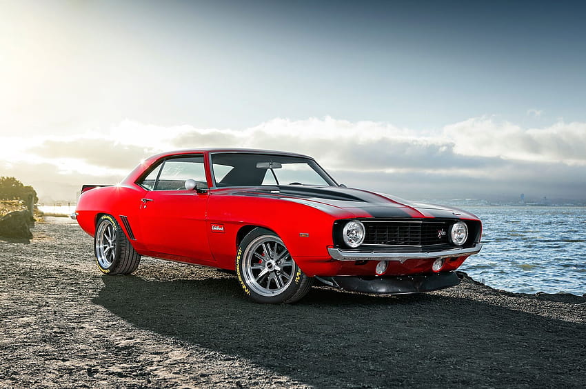 Pro Touring 1969 Chevrolet chevy Camaro cars coupe red, old camaro HD wallpaper