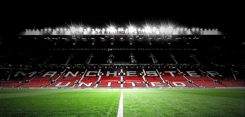 Três dos melhores: Jogadores do Manchester United, fundo do estádio Old Trafford Night papel de parede HD