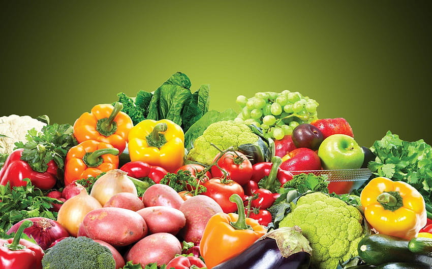 Frutas e vegetais frescos, alimentos integrais papel de parede HD