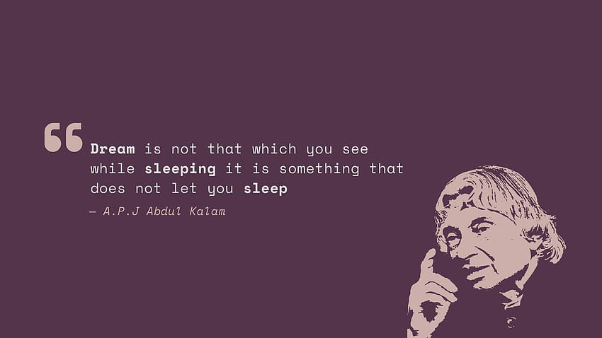 Mimpi, Tidur, Abdul Kalam, Kutipan populer, , Tipografi Wallpaper HD
