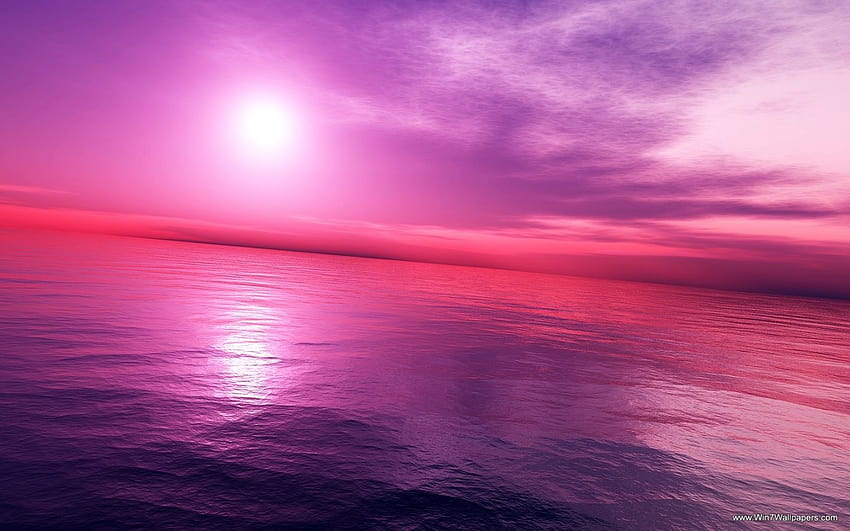 Pink Sunset Backgrounds, horizon pink sunset sea HD wallpaper