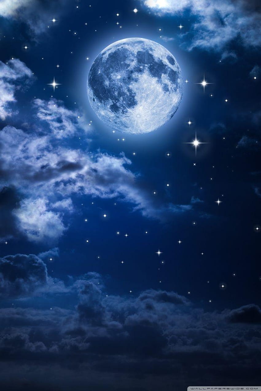 Ultra の場合は美しい月の空❤、モバイルの場合は blue moon HD電話の壁紙