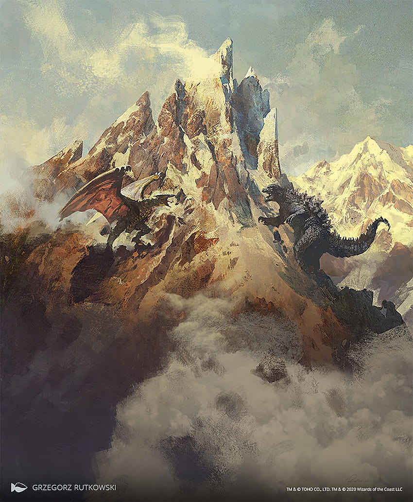 Magic The Gathering Godzilla lands, artwork shared HD phone wallpaper