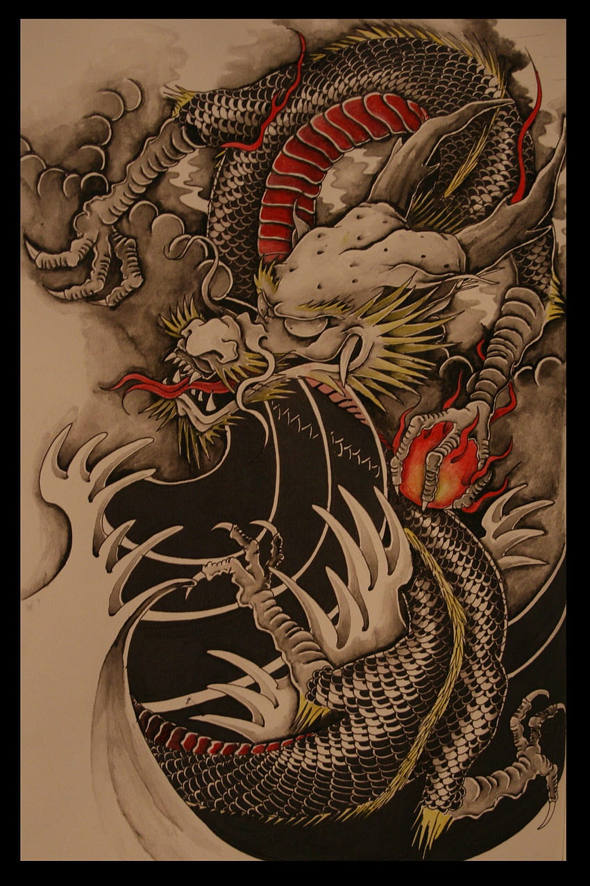 Dragon japonais traditionnel, dragon japonais esthétique Fond d'écran de téléphone HD