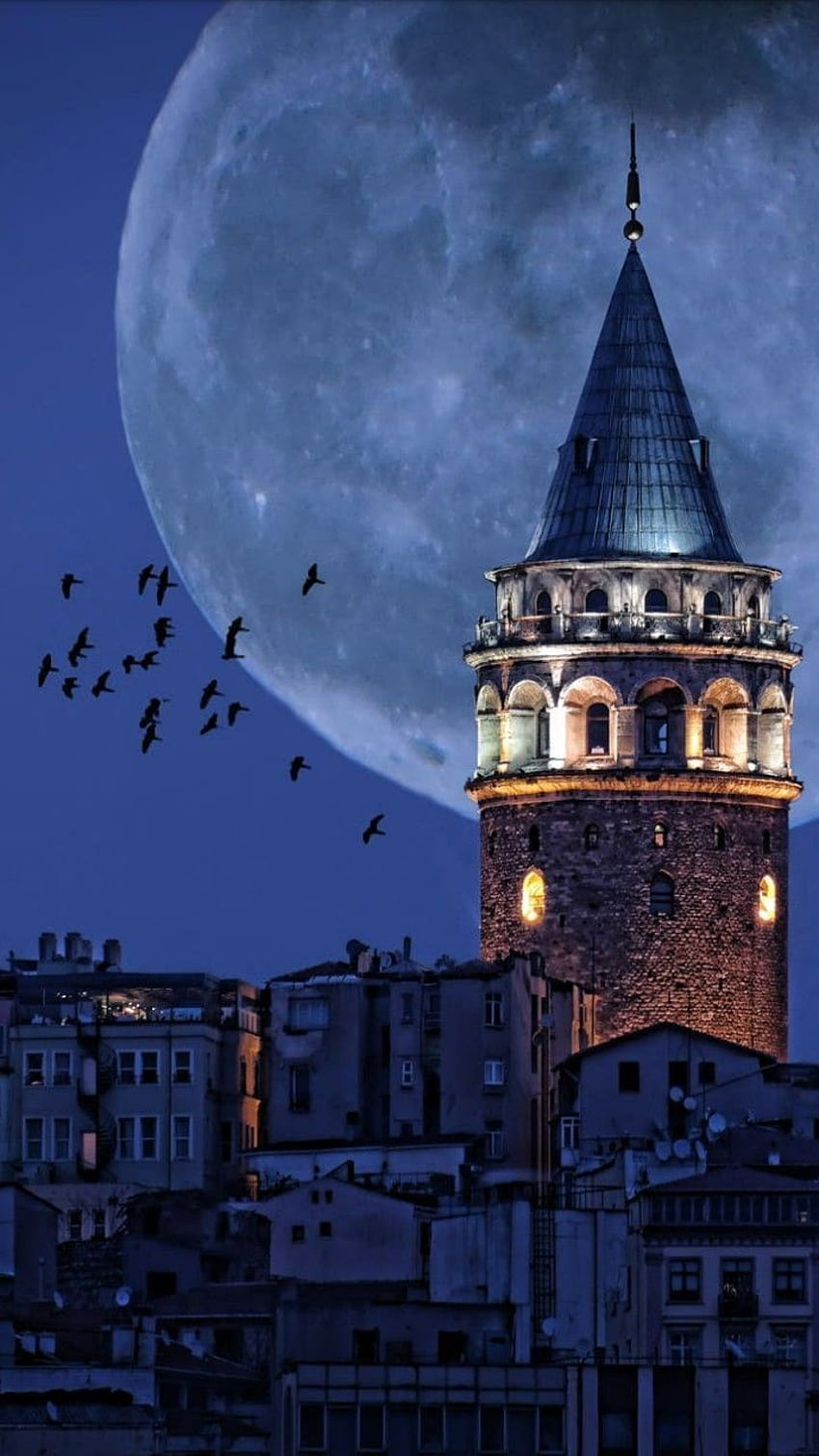 İstanbul Galata Kulesicediart HD тапет за телефон