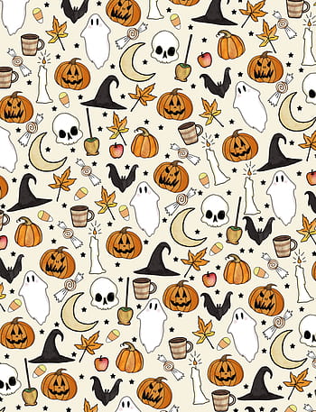 Premium Vector  Happy halloween boho abstract seamless pattern bohemian  mystical magic print hand drawing style creative contemporary aesthetic  doodle endless texture background vector illustration