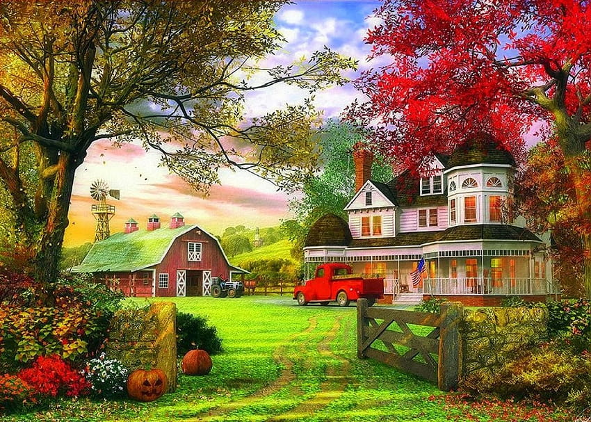 Farms: Pumkin Farms Autumn Attractions Dreams Paintings Colors, pumpkin farm HD wallpaper