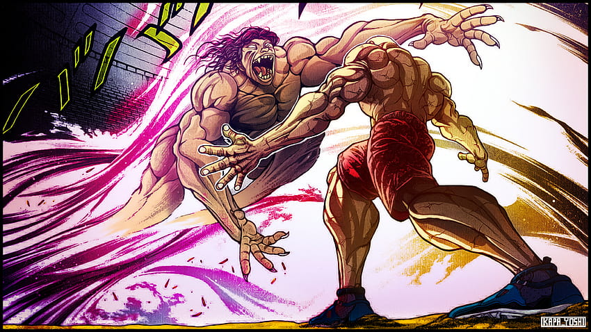 I used a app to make the quality of these images better if anyone wants to  use this as a wallpaper or to color. (Baki X usogui crossover, Jack vs  Katsumi) 