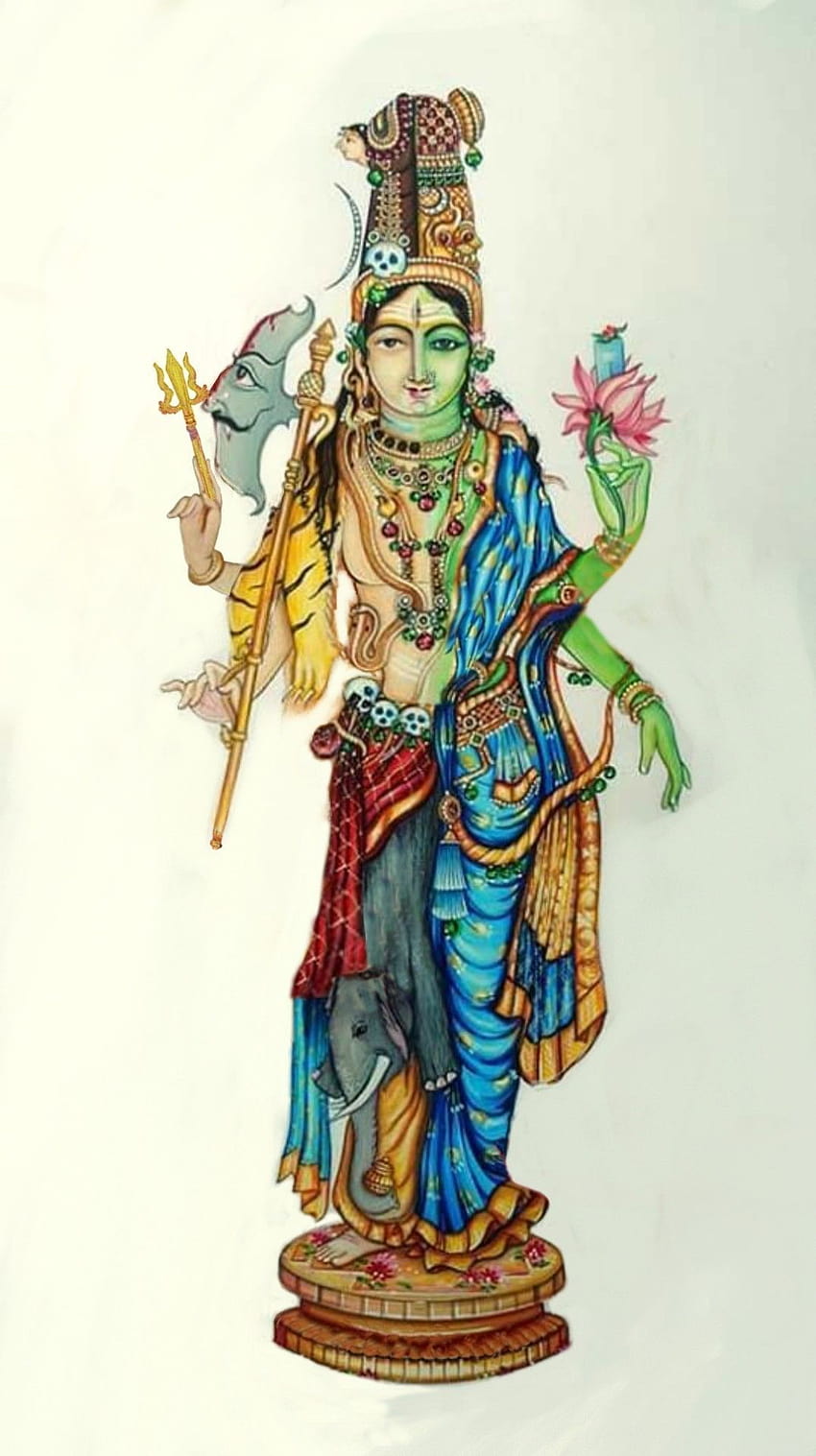Lord Shiva as ardhnarishwar in creative art painting HD phone ...
