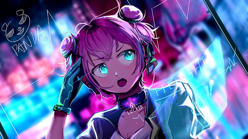 Anime-style cyberpunk girl with futuristic fashion