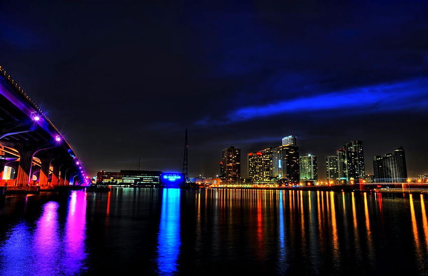 Skyline Downtown Manhattan Miami, cakrawala miami Wallpaper HD