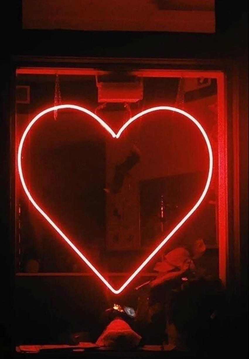 Aesthetic red heart neon HD phone wallpaper | Pxfuel