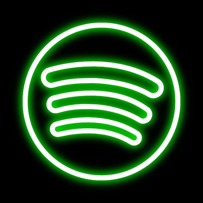 Ikon neon Spotify, logo spotify wallpaper ponsel HD