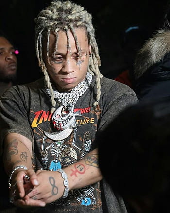 Black Braided Hair Trippie Redd With Tattoos On Face And Neck Is ...