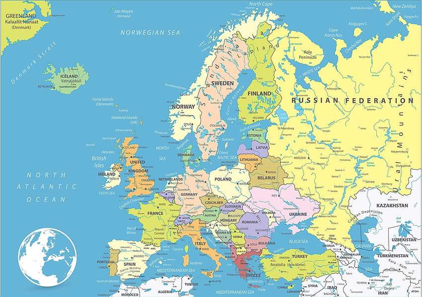 Mappa Europa, mappa dell'Europa Sfondo HD