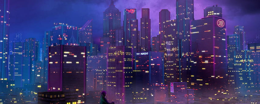 Anime City Girl, paisaje urbano de anime de neón fondo de pantalla | Pxfuel