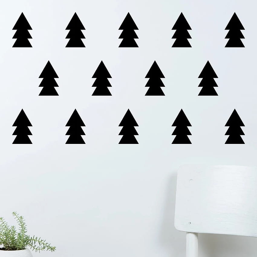 Special Christmas Tree Silhouette Cute Wall Stickers Home Children bedroom Loving Decor Set Patterned Trees Wm 509 HD phone wallpaper