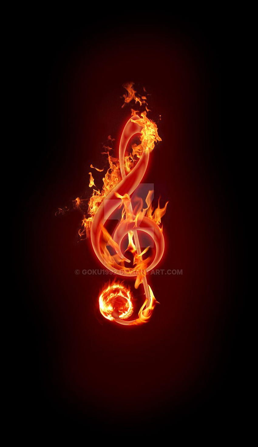 Flaming Treble Clef by Goku1992, cool treble clef HD phone wallpaper