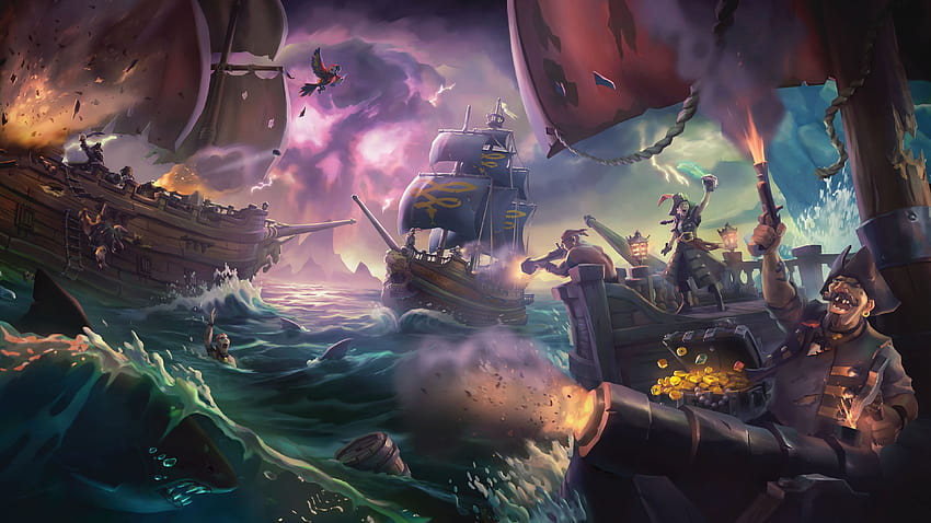 Sea of Thieves Ship Battle Pirates HD wallpaper