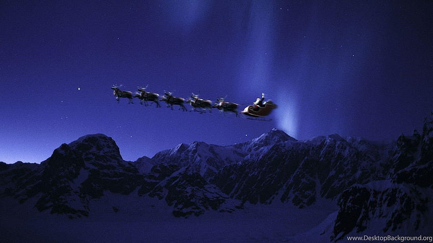 Santa's Sleigh In The Night Sky, Merry Christmas, Santa Claus, santas sleigh in the sky HD wallpaper