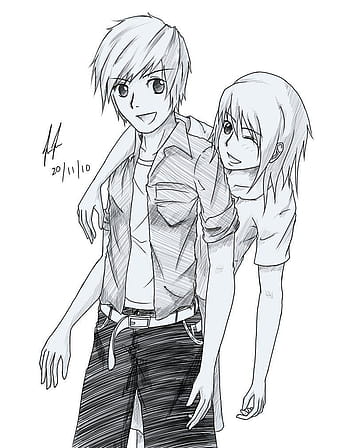 anime girl and boy drawing