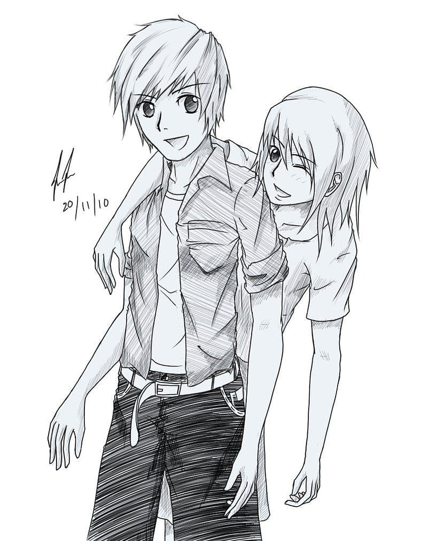 Pour > Anime Girl And Boy Holding Hands Drawing, fille et garçon bestie Fond d'écran de téléphone HD