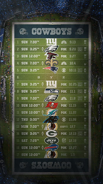 Cowboys Nation on X: 2017 #DallasCowboys Schedule Wallpaper For iPhone  Users In Eastern Time #Lockscreen  / X