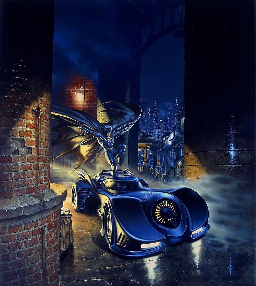 Campaña publicitaria de OnStar Batman Batmóvil 1989 Arte de Mark Stutzman fondo de pantalla del teléfono
