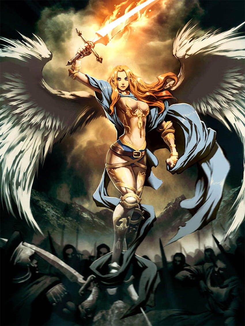 Pedang perang sayap fantasi malaikat, malaikat perang wallpaper ponsel HD