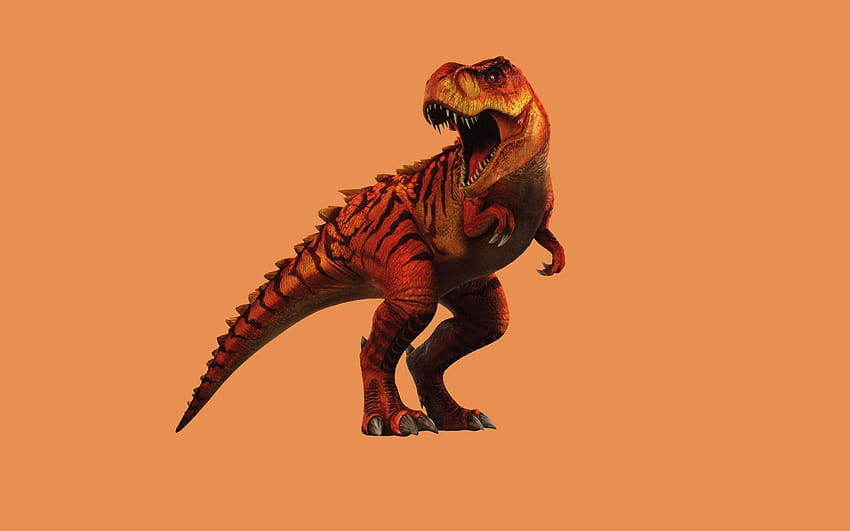 dinozor, sanat, soyu tükenmiş hayvanlar, kırmızı büyük dinozor, 1920x1200 çözünürlüğe sahip avcılar. Yüksek Kalite, kırmızı dinozor HD duvar kağıdı
