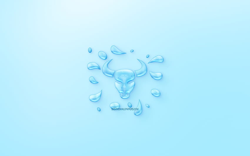 Taurus Zodiac Sign, horoscope signs, sign of water, Taurus Sign, astrological sign, Taurus, blue background, creative water art with resolution 2880x1800. High Quality, taurus symbol HD wallpaper