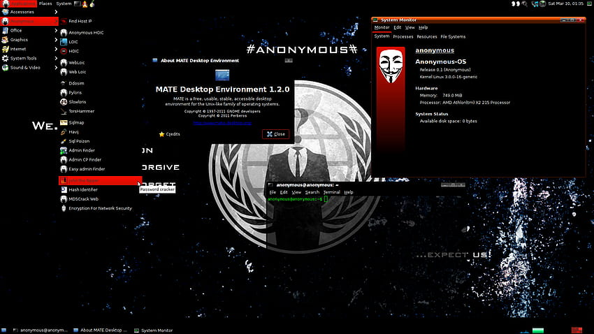 Anonymous OS Released, Hacking Tools Included, anonymous hacking HD wallpaper
