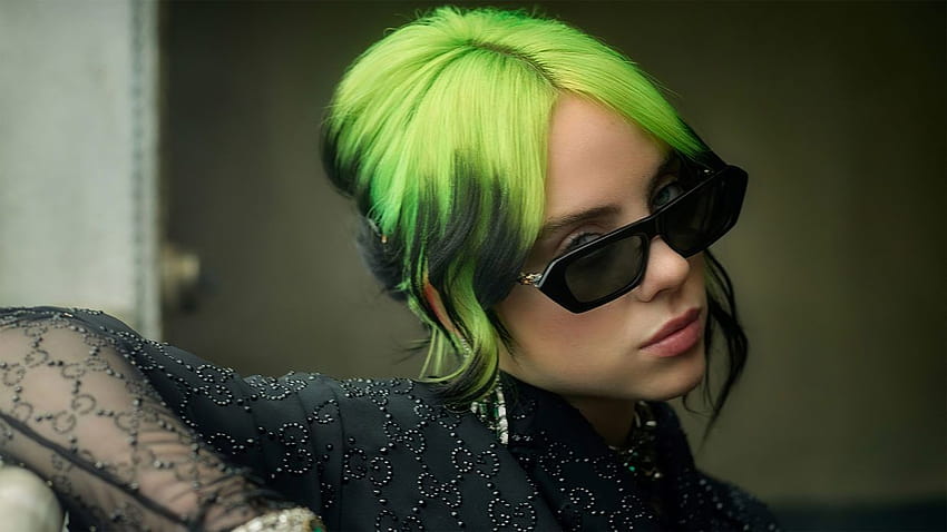 Singer Billie Eilish Green Hair Style HD wallpaper