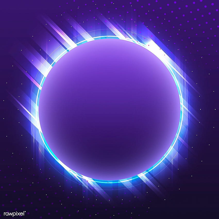 Vector de letrero de neón de círculo violeta en blanco, anillo de luz fondo de pantalla del teléfono