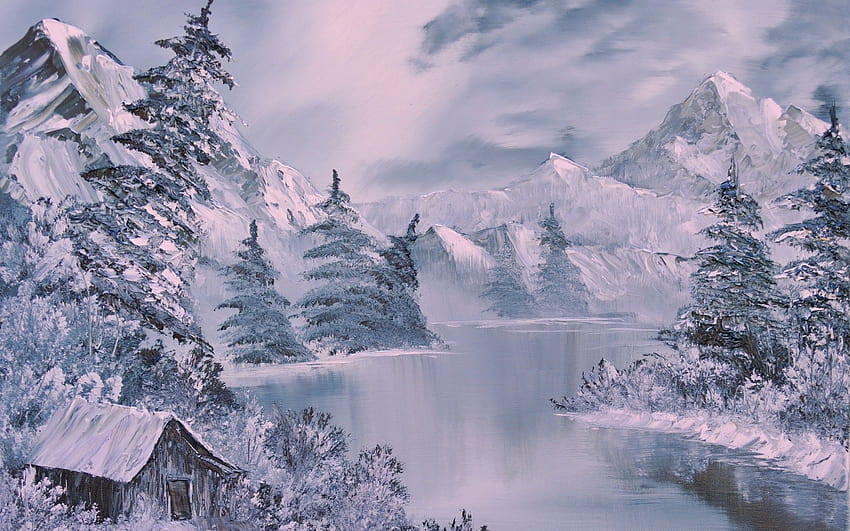 6 zimowych scen, śnieżne anime Tapeta HD