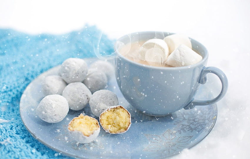 winter, macro, snow, comfort, mug, dessert, winter, snow, macro, cup, sweet, sweet, dessert, hot chocolate, marshmallows, cozy , section настроения, autumn hot chocolate HD wallpaper