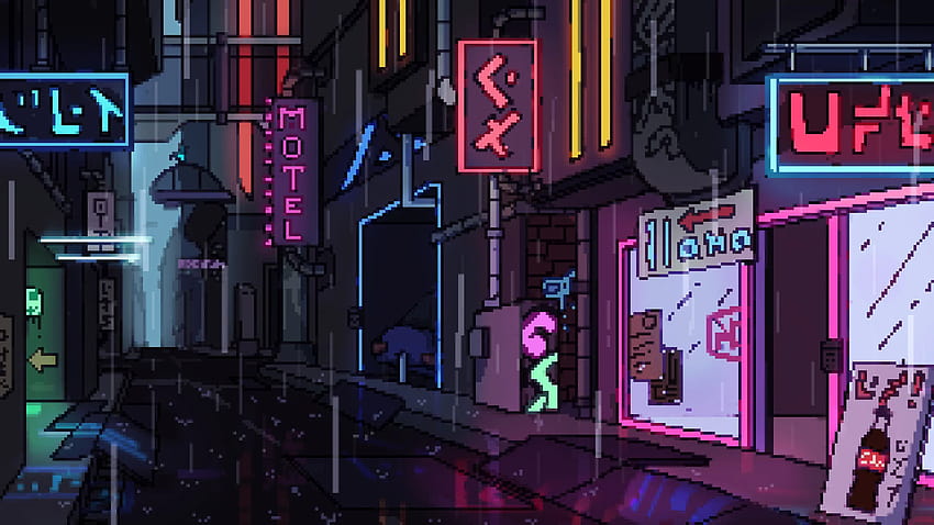 Sci Fi Pixel Art City fondo de pantalla