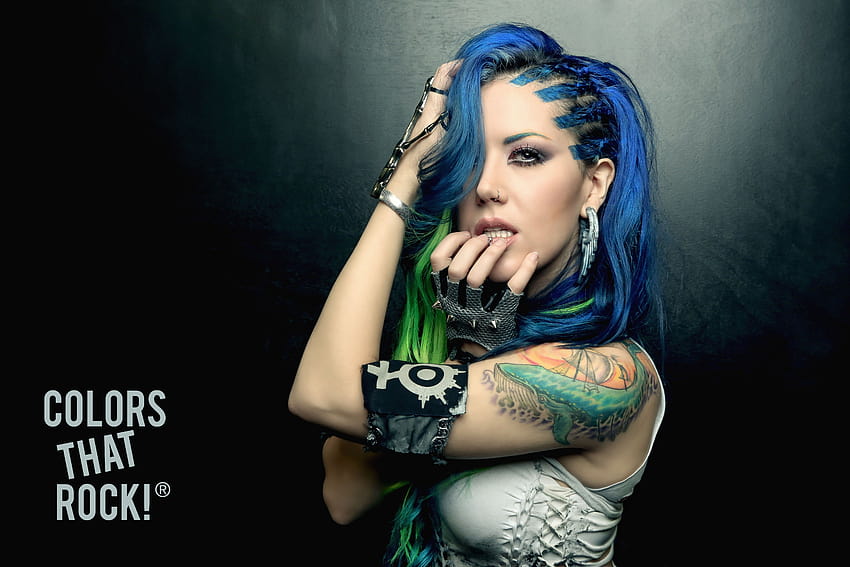 Women, blue hair, tattoo, Alissa White, women who rock HD wallpaper