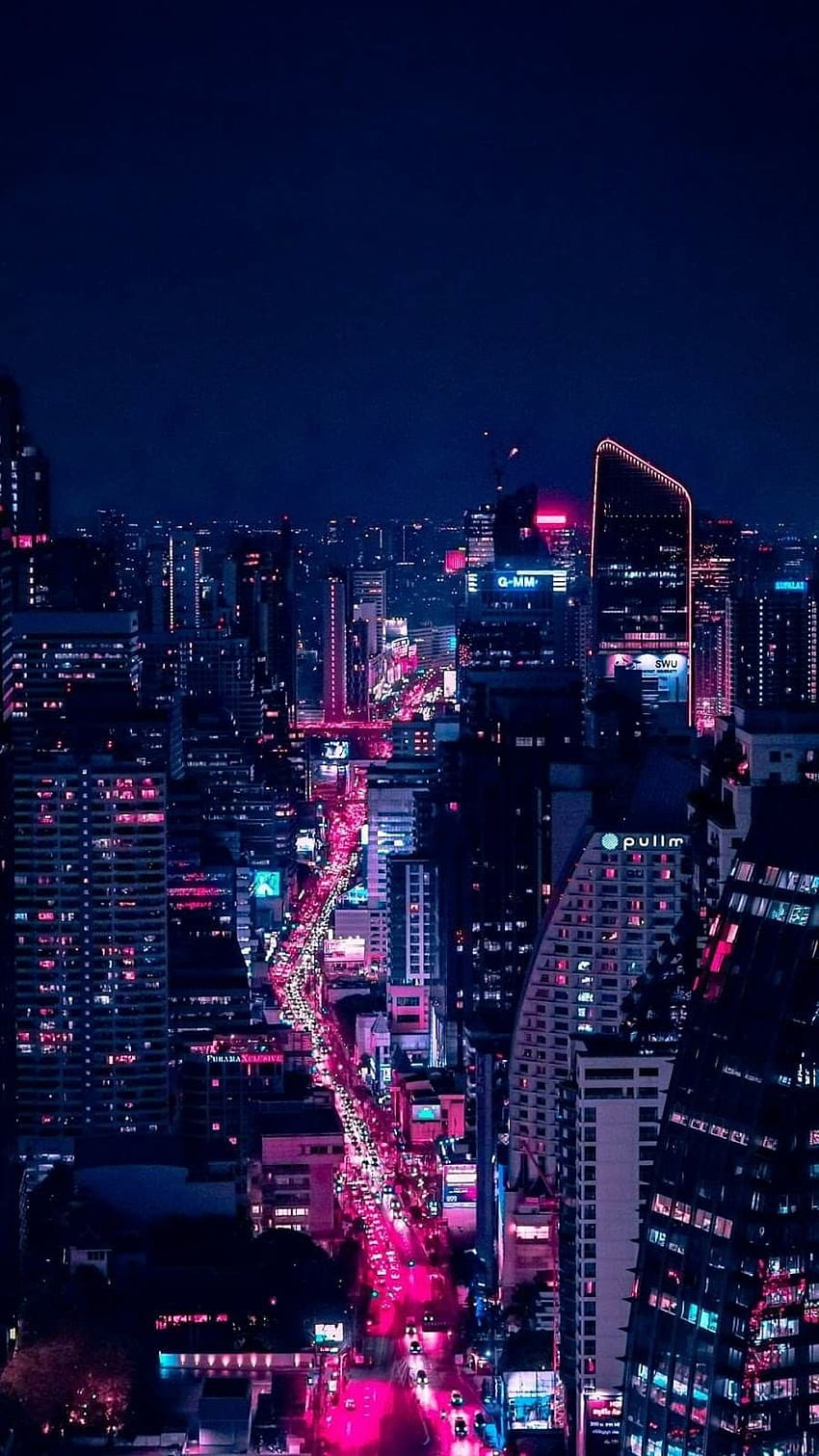 Ctiy +, purple city lights HD phone wallpaper | Pxfuel