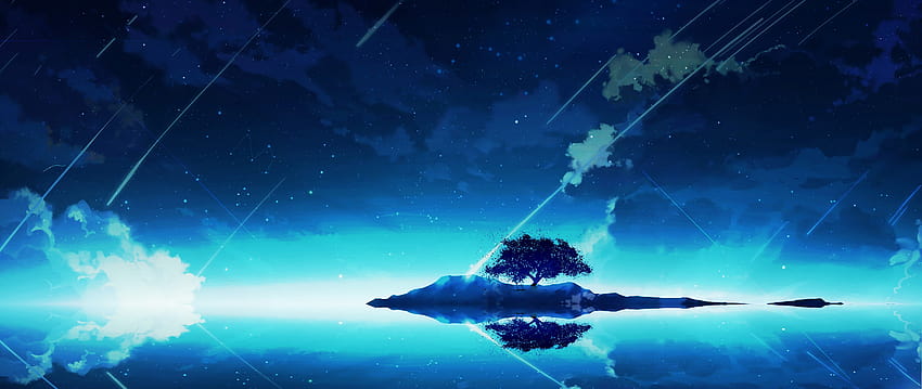 Anime Scenery Night Sky Clouds Horizon, malam anime ultrawide Wallpaper HD
